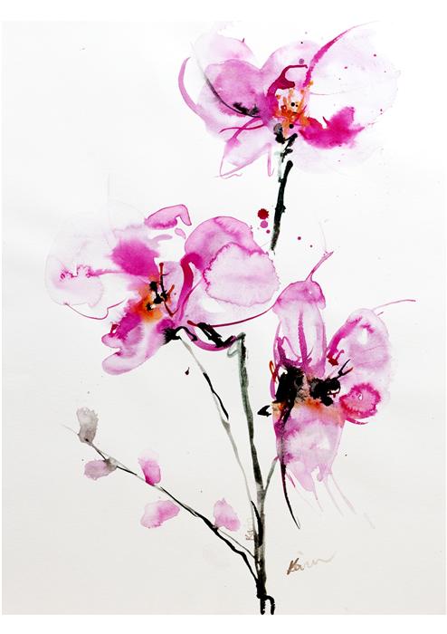 494x700 Orchids 1 Karin Johannesson - Orchid Paintings Watercolor