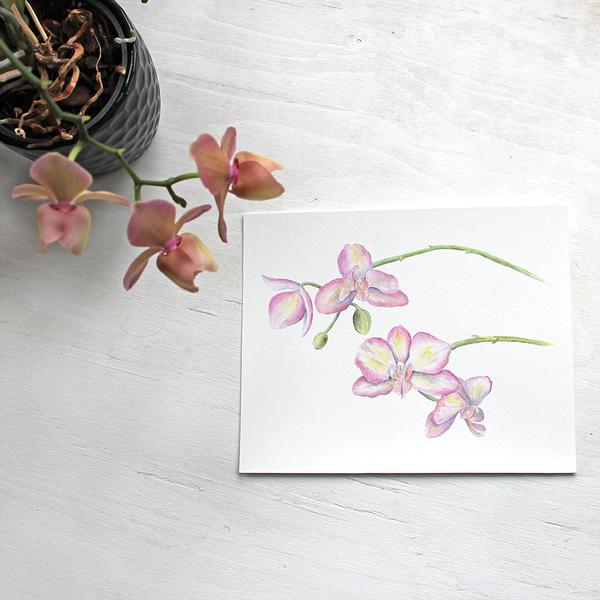 600x600 Orchid Watercolor Print Trowel And Paintbrush - Orchid Watercolor
