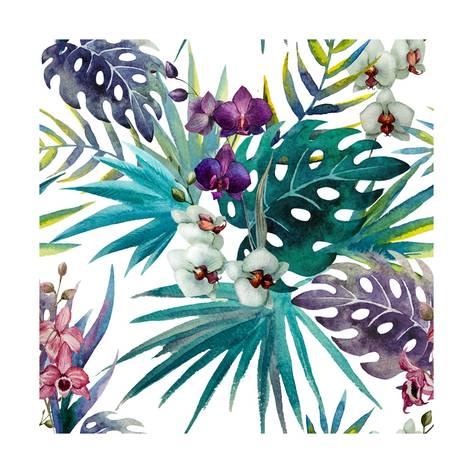 473x473 Watercolor Orchid And Hibiscus Leaves - Orchid Watercolor