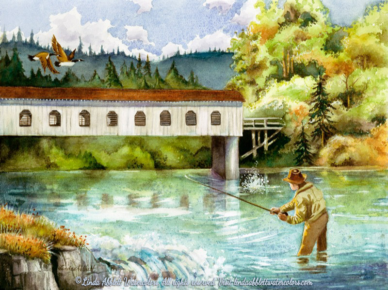 800x598 Fish - Oregon Watercolor