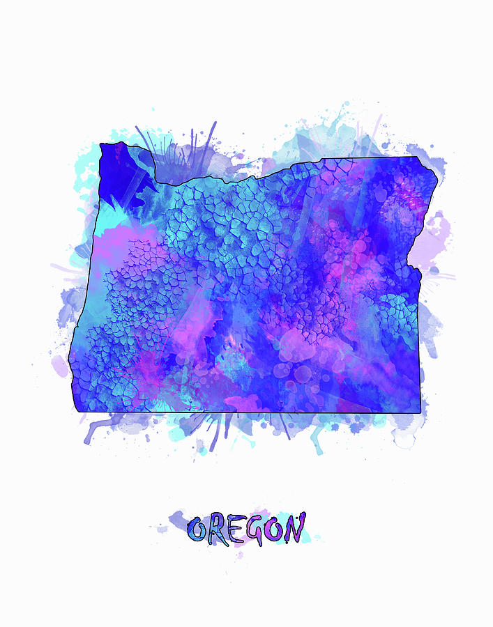 707x900 Oregon Map Watercolor 2 Digital Art By Bekim Art - Oregon Watercolor