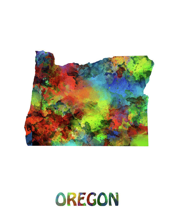 599x763 Oregon Map Watercolor Art Print By Bekim Art - Oregon Watercolor