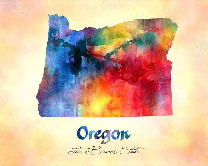 720x576 Oregon State Map Usa, Watercolor Print, Art Print, Wall Art Poster - Oregon Watercolor