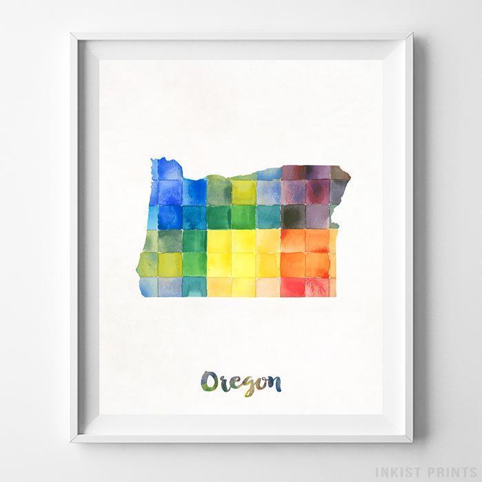 699x699 Oregon Usa Watercolor Map Print - Oregon Watercolor