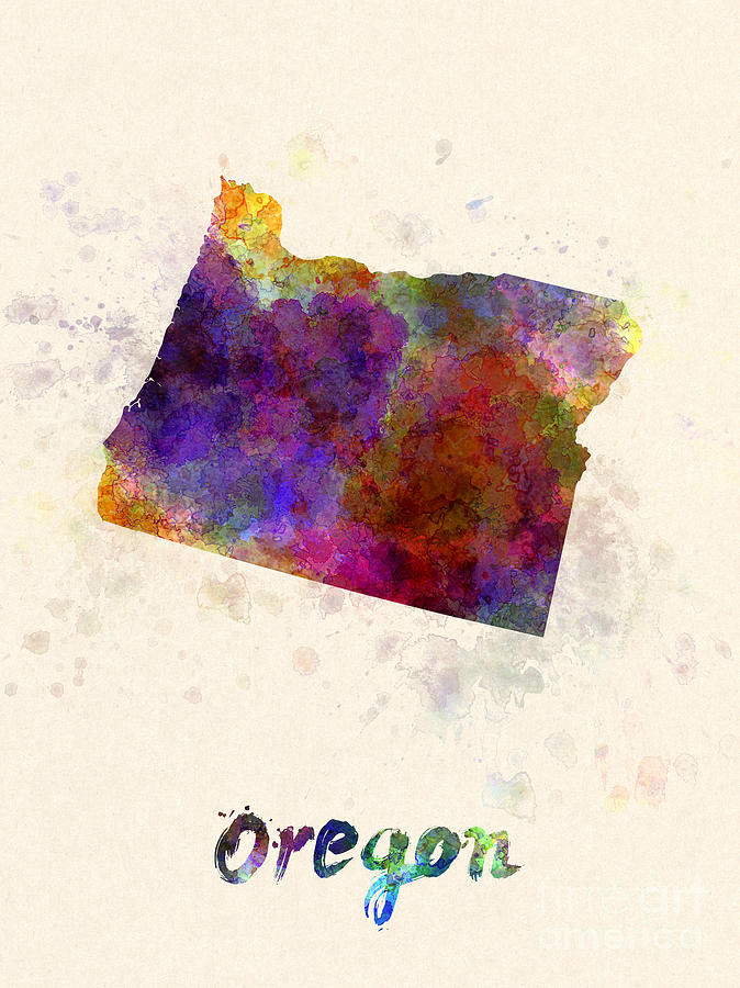 674x900 Oregon Us State In Watercolor Painting By Pablo Romero - Oregon Watercolor