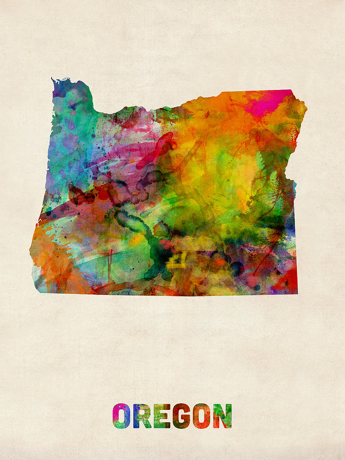 675x900 Oregon Watercolor Map Digital Art By Michael Tompsett - Oregon Watercolor
