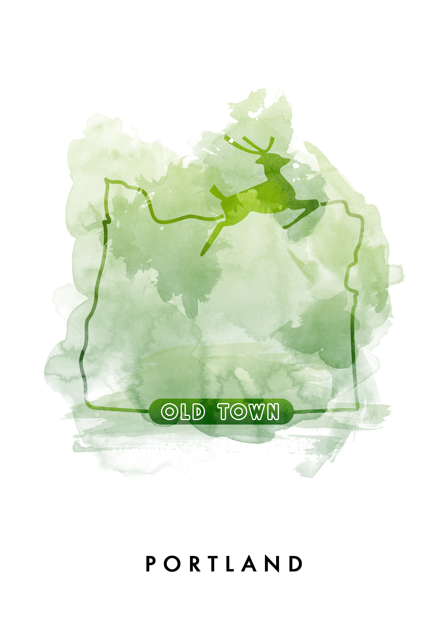 1500x2100 Watercolor Portland, Oregon Jeff Rosick Design - Oregon Watercolor