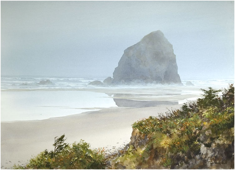 754x547 Bathed In Gray - Oregon Watercolor