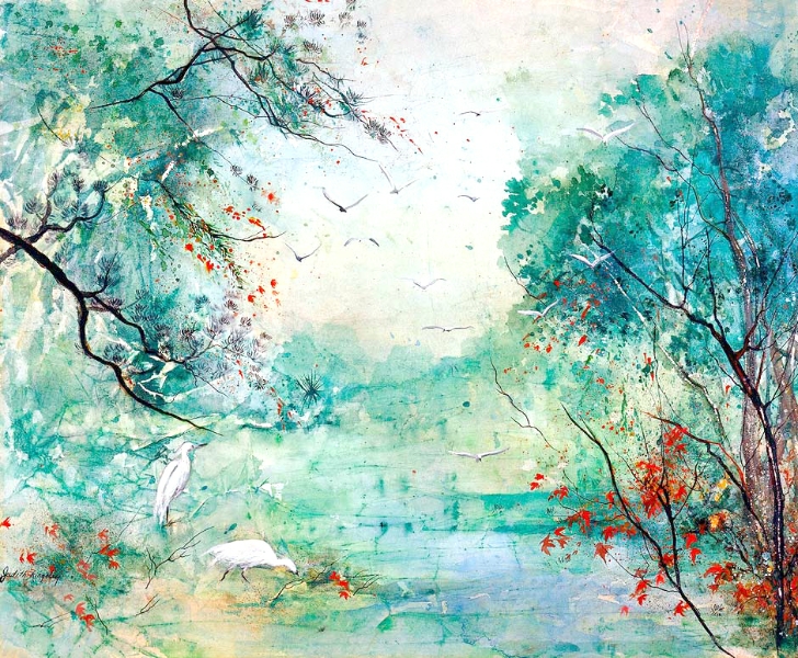 728x600 Contemporary Asian Watercolors Judith Kingsley Art - Oriental Watercolor