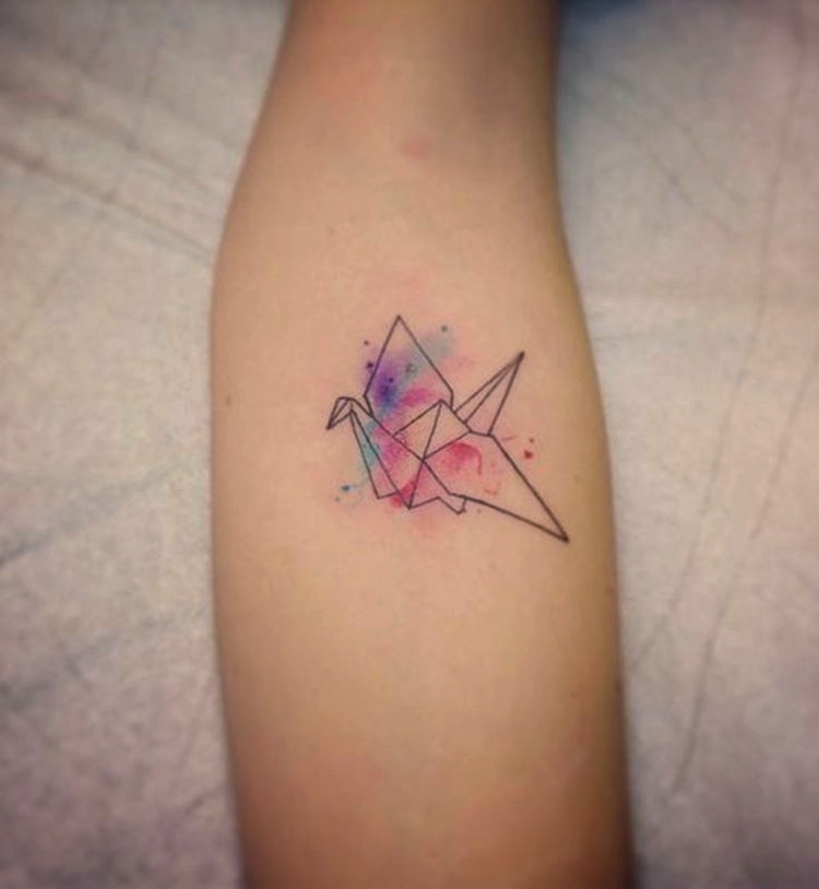 750x814 An Origami Watercolor Tattoo, Japanese Tattoo The Sugar Styles - Origami Watercolor Tattoo