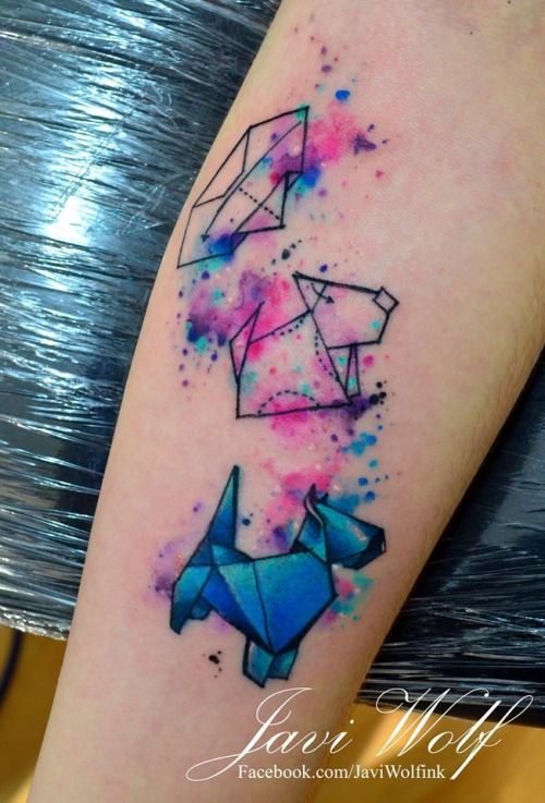 500x737 Origami Scotty - Origami Watercolor Tattoo