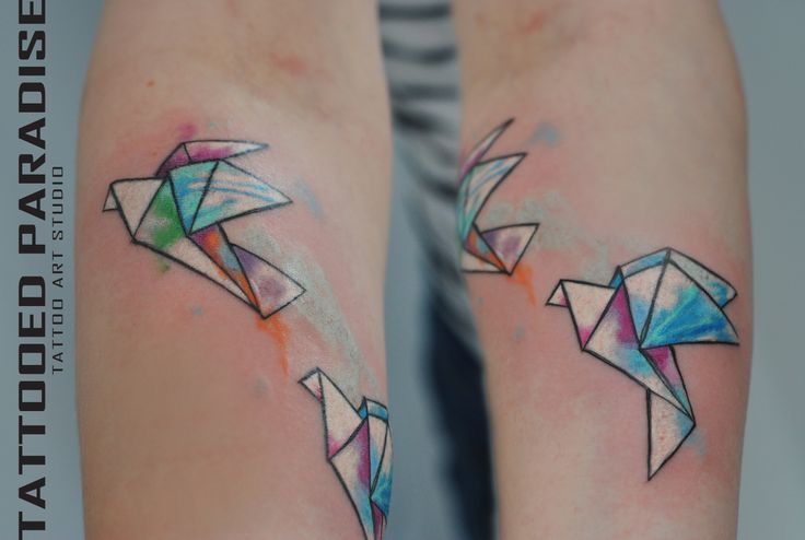 736x494 Origami Watercolor Tattoo Tattoo Artist Aleksandra Katsan - Origami Watercolor Tattoo