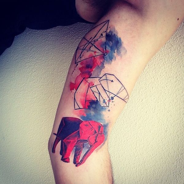 600x600 Watercolor Tattoo - Origami Watercolor Tattoo