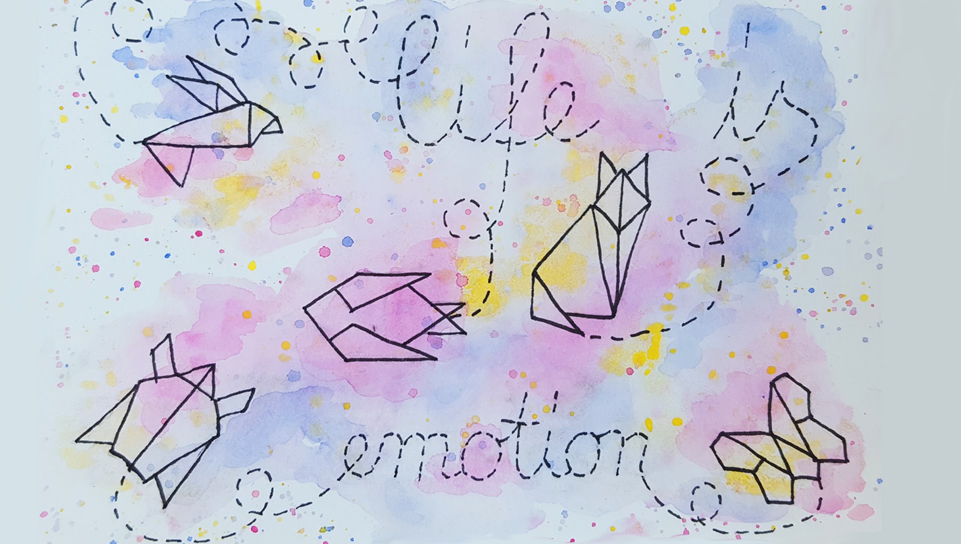 1920x1088 Origami Animals On Watercolor Tattoo Inspiration Speed - Origami Watercolor Tattoo