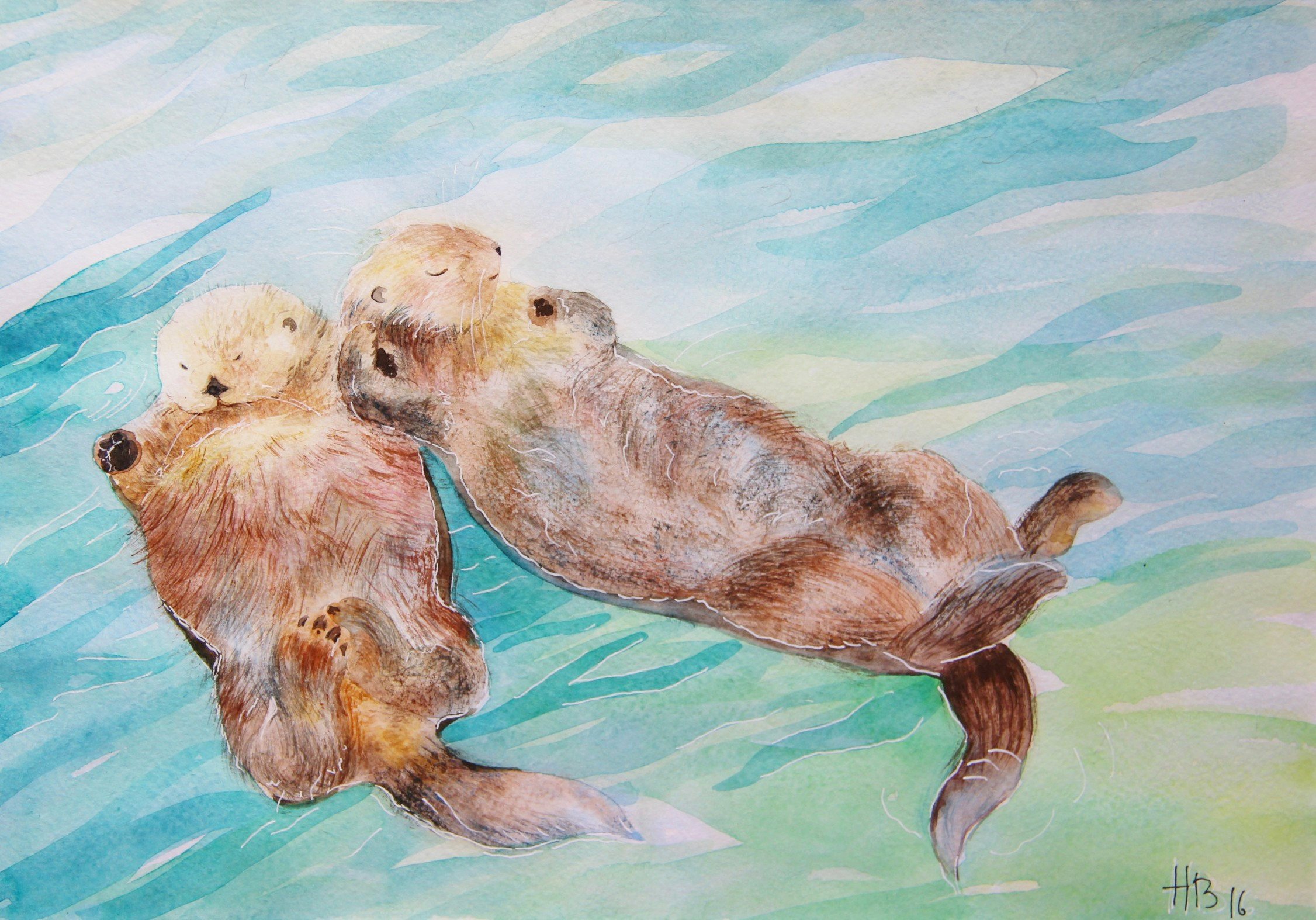 2252x1574 Otter Watercolor Original Watercolor Painting Wall Art Etsy - Otter Watercolor