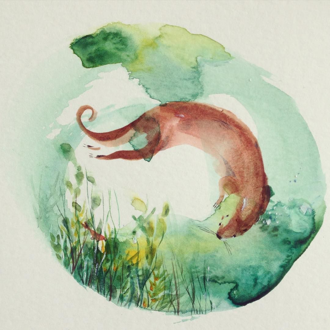 1080x1080 Otter - Otter Watercolor