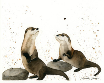 340x270 Otter Watercolor Painting Otter Art Otter Painting - Otter Watercolor