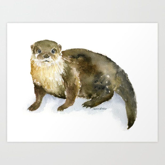 700x700 River Otter Watercolor Art Print By Susanwindsor Society6 - Otter Watercolor