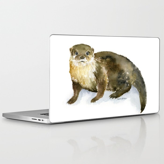 700x700 River Otter Watercolor Laptop Amp Ipad Skin By Susanwindsor Society6 - Otter Watercolor