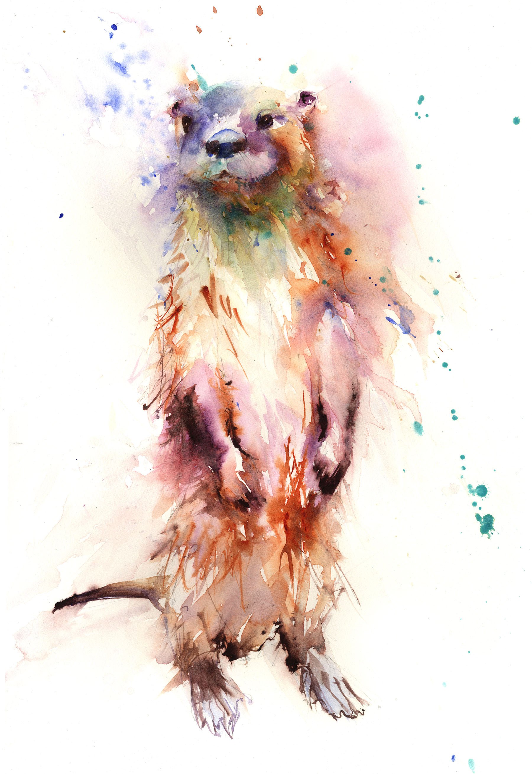 1800x2618 Signed Limited Edition Print Of Original Otter Painting Gary - Otter Watercolor