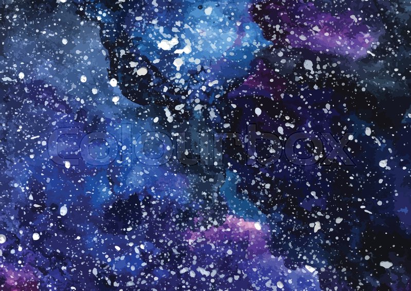 799x566 Hand Painted Watercolor Cosmic Texture With Stars. Space, Starry - Outer Space Watercolor