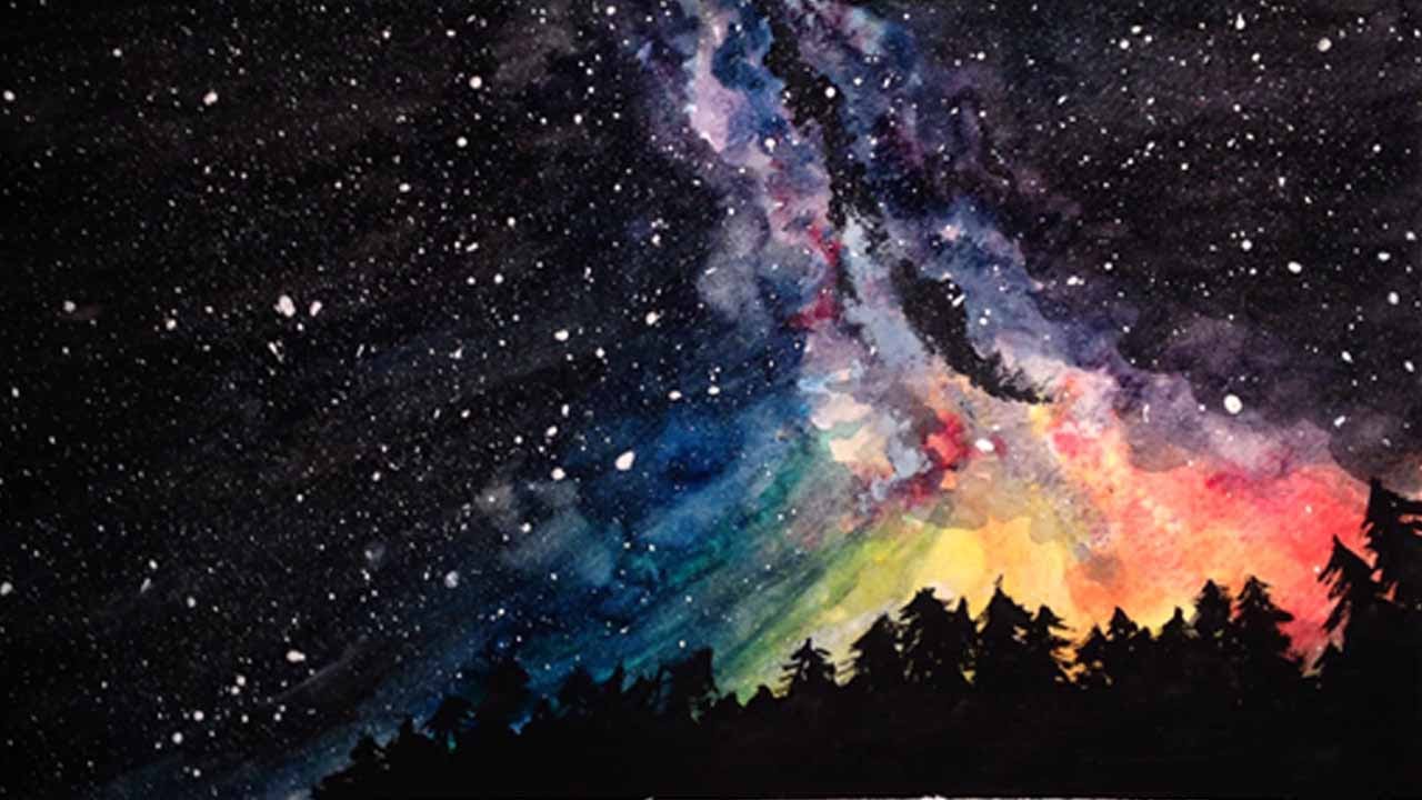1280x720 Speed Painting Stargazing Watercolor Galaxy - Outer Space Watercolor