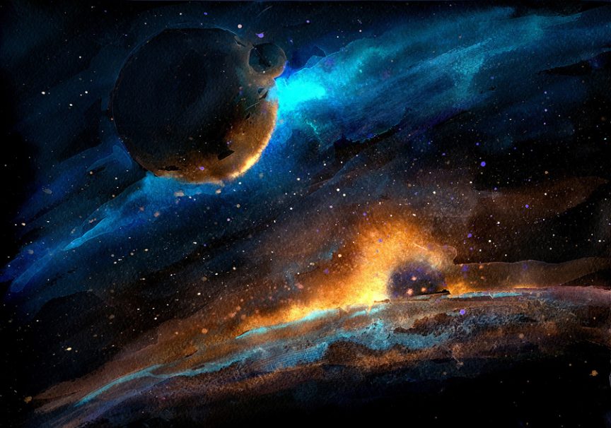 864x606 Works Watercolor Space Series By Alexey Kashpersky Art The - Outer Space Watercolor