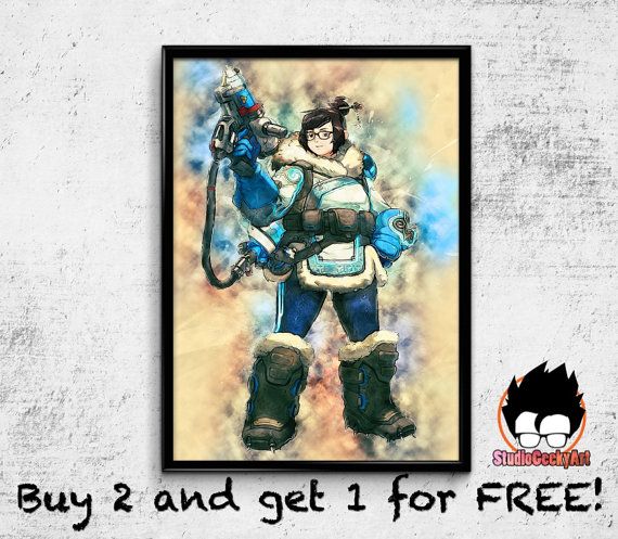 570x497 Mei Watercolor Art Print Overwatch Print On By Studiogeekyart - Overwatch Watercolor