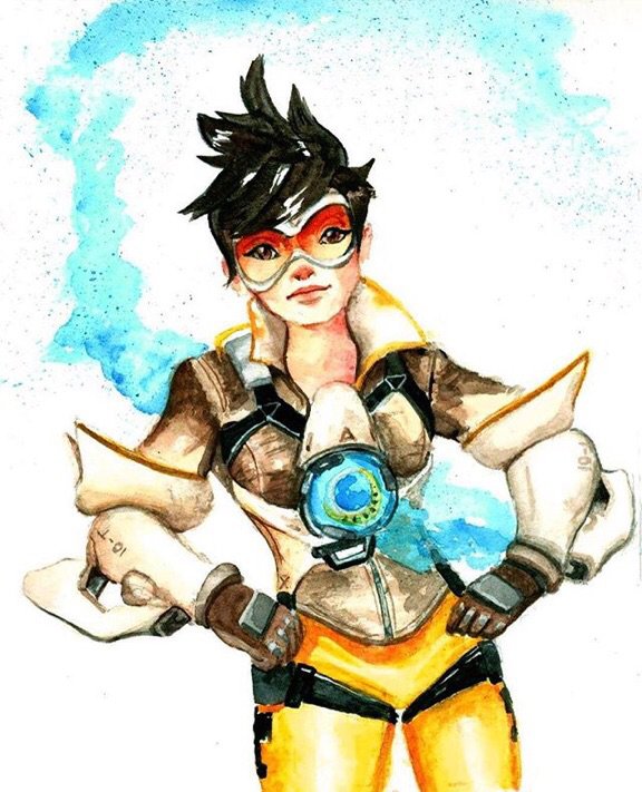 576x711 Overwatch Fan Art Tracer Art Amino - Overwatch Watercolor