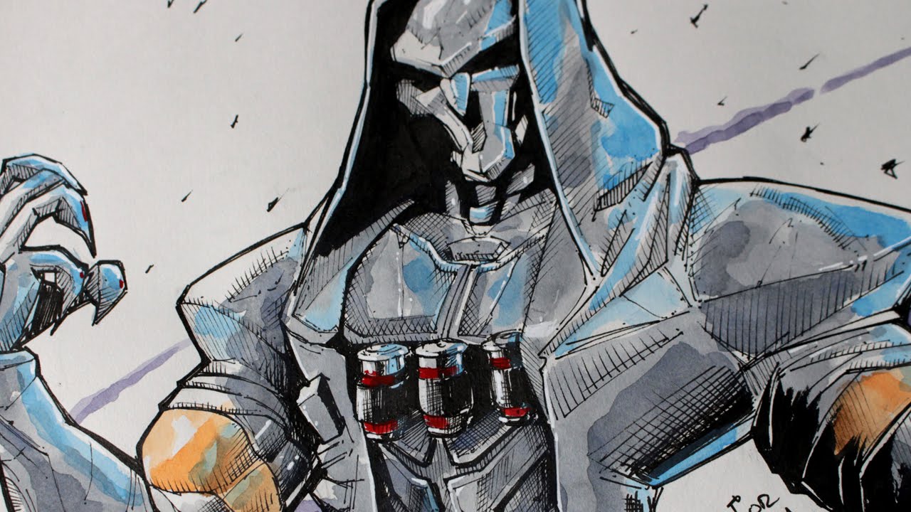 1280x720 Reaper From Overwatch - Overwatch Watercolor