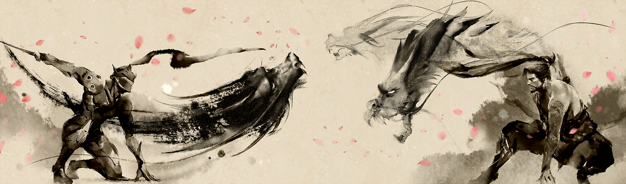 1280x376 Sumi E Style Overwatch Know Your Meme - Overwatch Watercolor