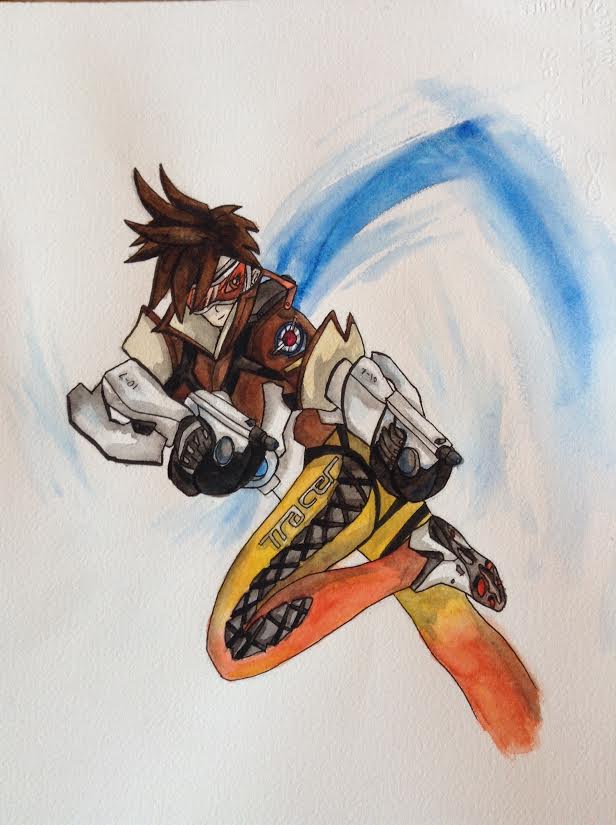 616x825 Tracer Overwatch Watercolor By Lizchwan - Overwatch Watercolor