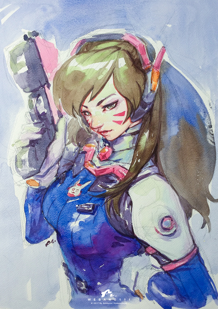 704x1000 Watercolor [ 50] D.va By Webang111 - Overwatch Watercolor