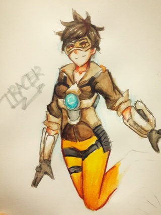 320x427 A Quick 40 Mins Tracer I Guess - Overwatch Watercolor