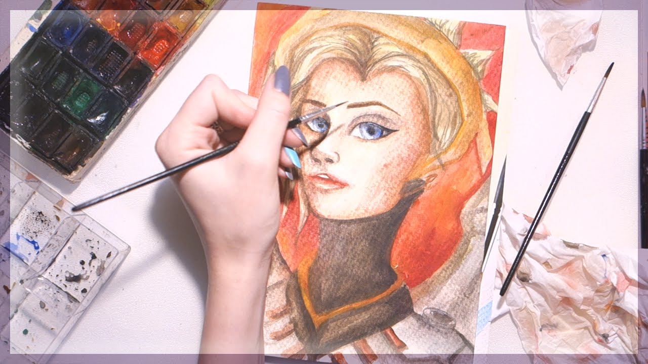 1280x720 Drawing Mercy From Overwatch - Overwatch Watercolor