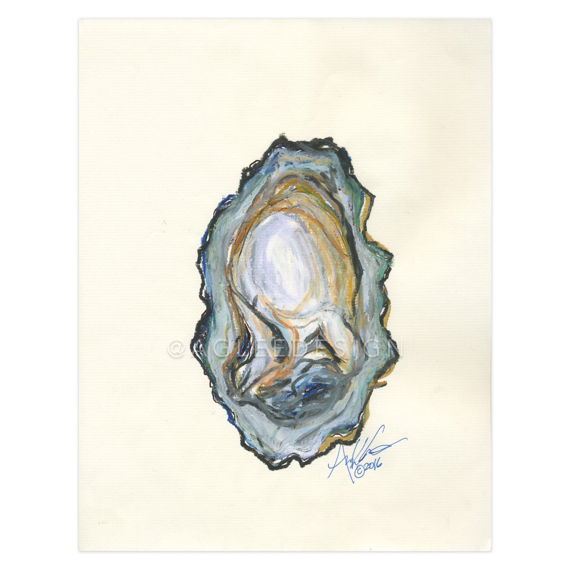 2000x1999 Oyster 2 Of 2 On Calligraphy Paper - Oyster Watercolor
