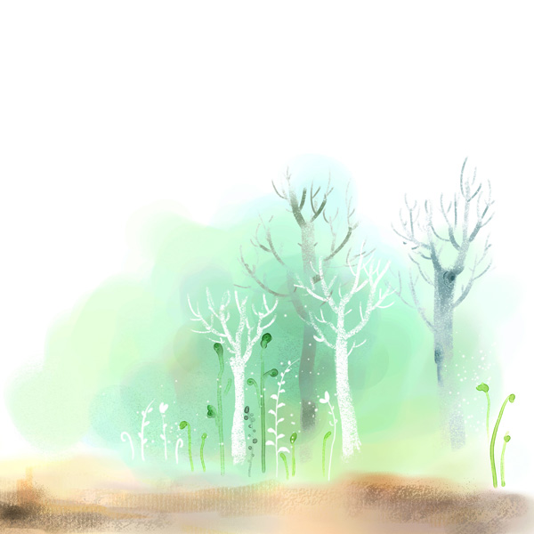 600x600 Hand Drawn Watercolor Tree Psd Background Free Download - Painting Background Trees In Watercolor