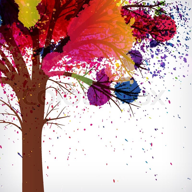 800x800 Abstract Background, Tree With Branches Made Of Watercolor Drops - Painting Background Trees In Watercolor