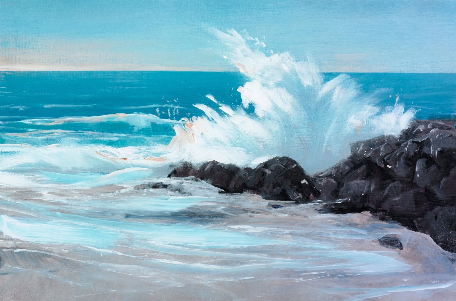 painting beach ocean waves