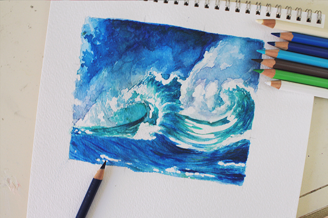 650x432 How To Paint Waves A Step By Step Mixed Media Tutorial - Painting Ocean Waves In Watercolor