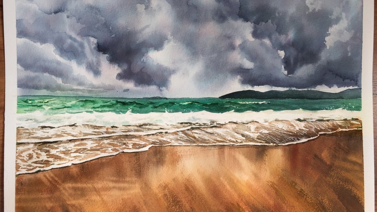 1280x720 How To Use Masking Fluid For Watercolor Ocean Waves - Painting Ocean Waves In Watercolor