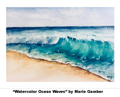 400x324 Student Art Wall - Painting Ocean Waves In Watercolor