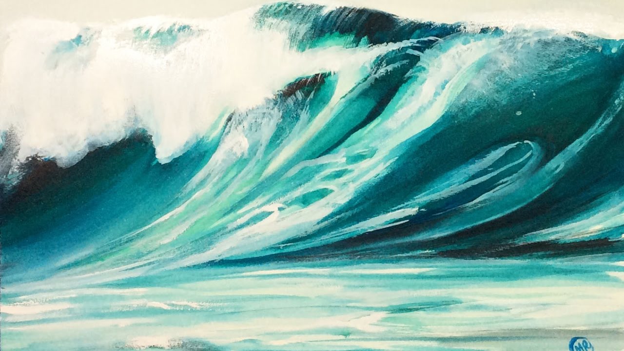 1280x720 Watercolor Waves - Painting Ocean Waves In Watercolor