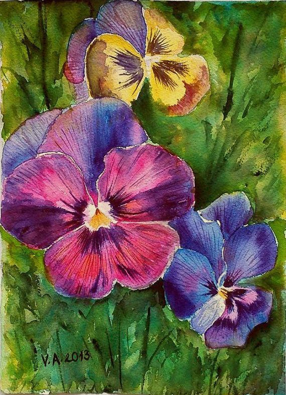 570x786 Watercolor Pansies Watercolor Florals To Keep - Painting Pansies In Watercolour