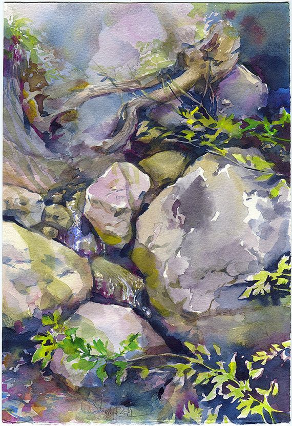 570x831 Rocks Watercolor Painting - Painting Rocks In Watercolor