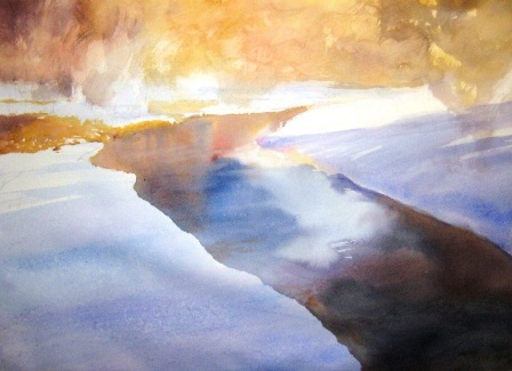 1024x742 How To Paint A Snow Scene In Watercolor Roland Lee - Painting Snow In Watercolor
