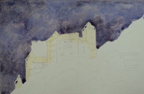 500x328 How To Paint An Ancient Castle In Watercolour Online Art Lessons - Painting Stormy Skies Watercolor