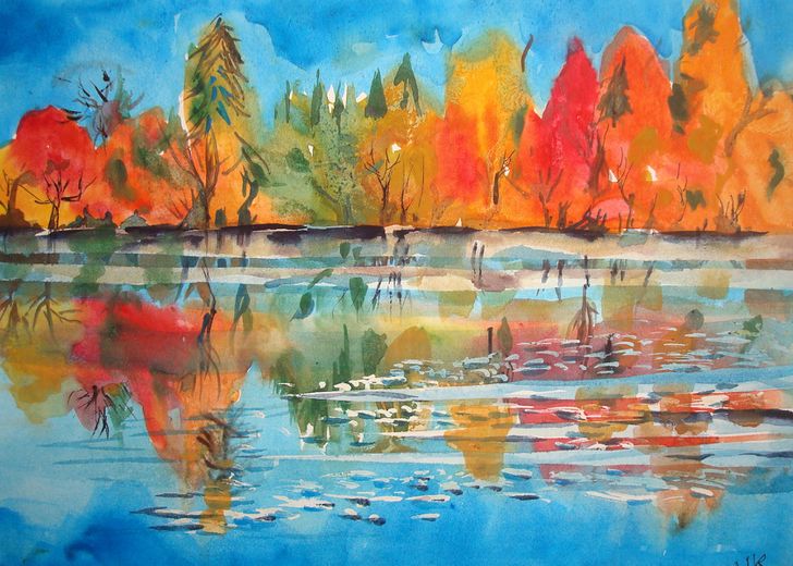 728x520 3 Ways To Do Autumn Trees With Reflections In Watercolor - Painting Water In Watercolour