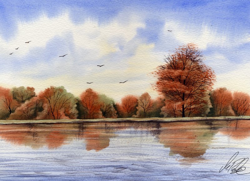 800x578 Watercolour Tutorial Dvd Painting Skies, Trees And Water - Painting Water In Watercolour