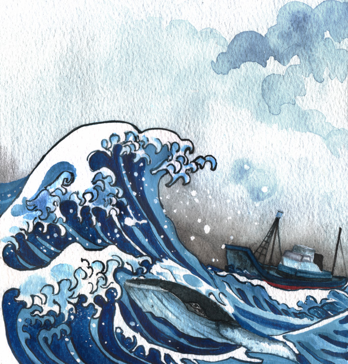 700x731 Japanese Style Wave Painting - Painting Waves In Watercolor